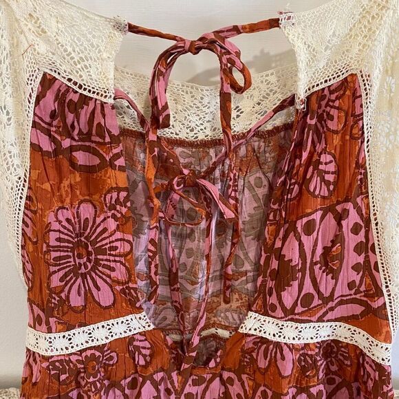 Urban Outfitters “Brunching” Lace Trim Brown Romper Women's Size Large - Picture 10 of 12